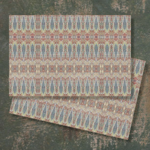  Paisley Pattern Blue Red Grey Decoupage Tissuepapier