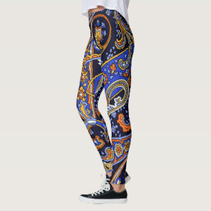 Paisley Pattern  Blue Retro Leggings