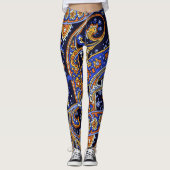 Paisley Pattern  Blue Retro Leggings (Voorkant)