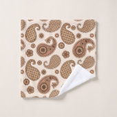 Paisley Pattern, Chocolate Brown en Tan on Beige Bad Handdoek (Wasdoekje)