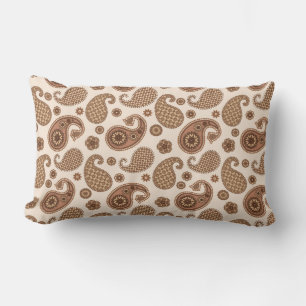 Paisley Pattern, Chocolate Brown en Tan on Beige Kussen