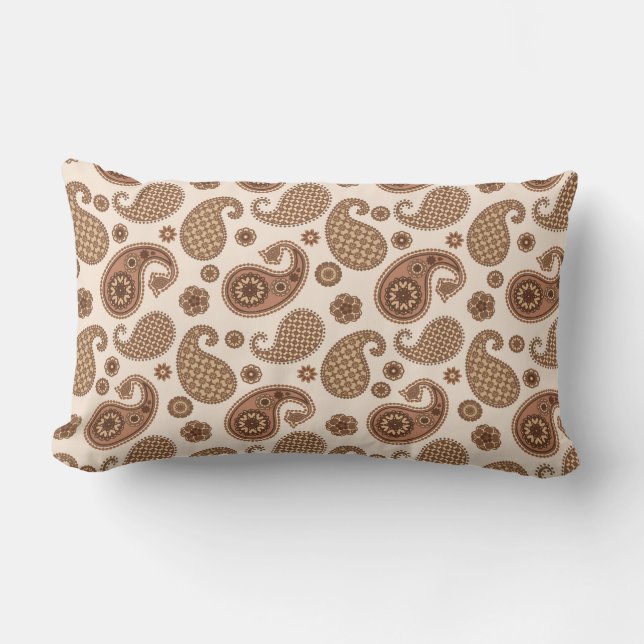 Paisley Pattern, Chocolate Brown en Tan on Beige Kussen (Voorkant)