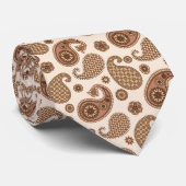 Paisley Pattern, Chocolate Brown en Tan on Beige Stropdas (Opgerold)
