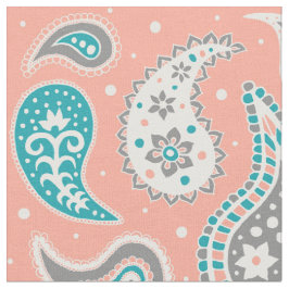 Paisley Pattern Coral Blauwgroen Grey Stof
