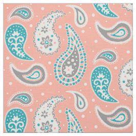 Paisley Pattern Coral Blauwgroen Grey Stof