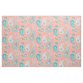 Paisley Pattern Coral Blauwgroen Grey Stof (Fat Quarter)