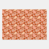 Paisley Pattern, Emerald, Burgundy & Oranje Inpakpapier Vel (Voorkant 3)