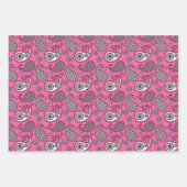 Paisley Pattern, Fuchsia Pink en Grey Inpakpapier Vel (Voorkant 2)