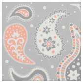Paisley Pattern Gray and Coral Stof (Close Up)