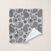 Paisley Pattern, Grey, Black and White   Bad Handdoek (Wasdoekje)