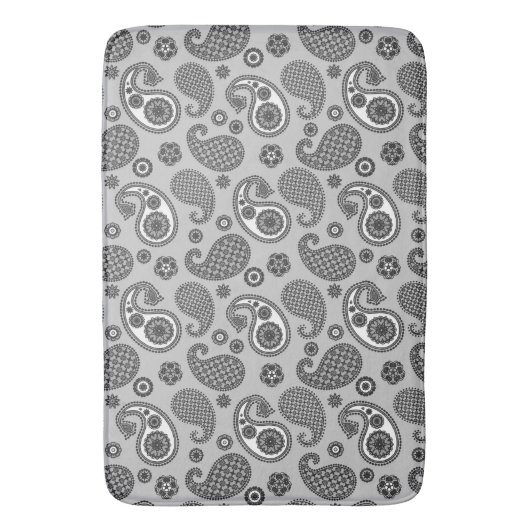 Paisley Pattern, Grey, Black and White Badmat (Voorkant Verticaal)