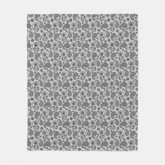 Paisley Pattern, Grey, Black and White Fleece Bl (Voorkant)