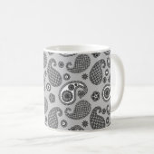 Paisley Pattern, Grey, Black and White Koffiemok (Voorkant rechts)