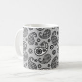 Paisley Pattern, Grey, Black and White Koffiemok (Voorkant links)