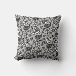 Paisley Pattern, Grey, Black and White Kussen