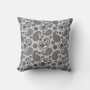 Paisley Pattern, Grey, Black and White Kussen