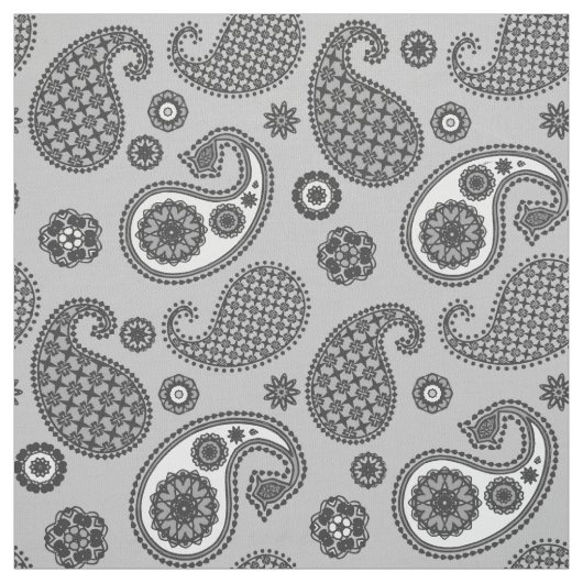 Paisley Pattern, Grey, Black and White Stof (Swatch)