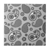 Paisley Pattern, Grey, Black and White   Tegeltje (Voorkant)