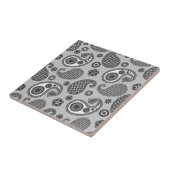 Paisley Pattern, Grey, Black and White Tegeltje (Zijkant)