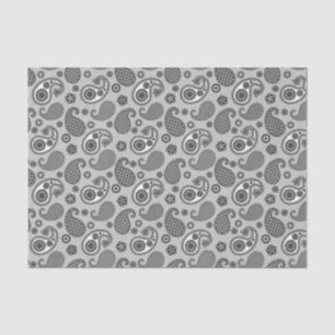 Paisley Pattern, Grey, Black and White Tissuepapier