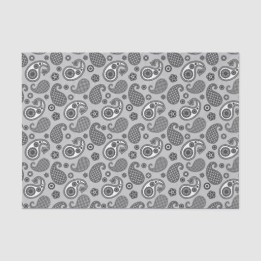 Paisley Pattern, Grey, Black and White Tissuepapier (Voorkant)