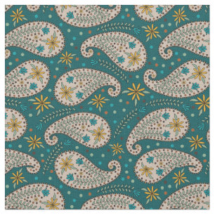 Paisley Pattern in Yellow   Blauw   Blauwgroen Gre Stof