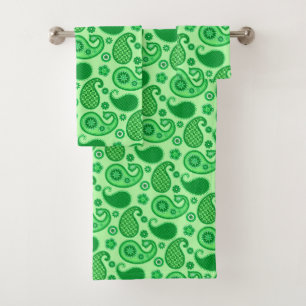 Paisley Pattern, Jade and Emerald Green Bad Handdoek