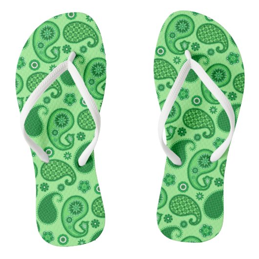 Paisley Pattern, Jade and Emerald Green Teenslippers (Voetbed)