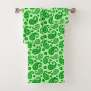 Paisley Pattern, Limoen and Emerald Green Bad Handdoek