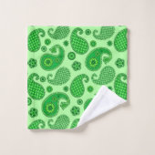 Paisley Pattern, Limoen and Emerald Green Bad Handdoek (Wasdoekje)