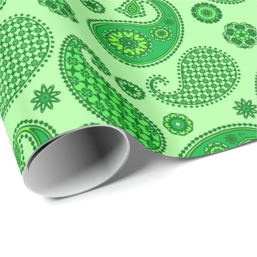 Paisley Pattern, Limoen and Emerald Green Cadeaupapier (Rol Hoek)