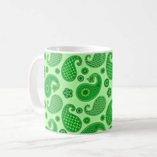 Paisley Pattern, Limoen and Emerald Green Coffee M Koffiemok (Voorkant links)