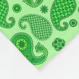 Paisley Pattern, Limoen and Emerald Green Fleece B Deken