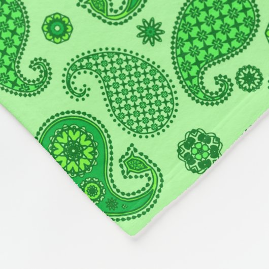 Paisley Pattern, Limoen and Emerald Green Fleece B Deken (Hoek)