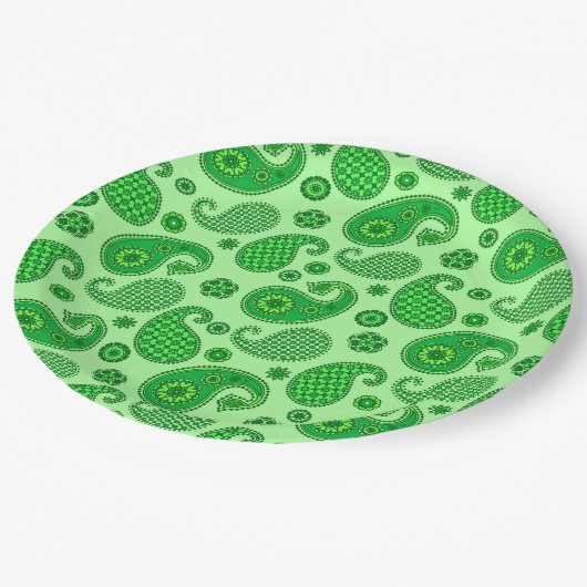Paisley Pattern, Limoen and Emerald Green Papieren Bordje (Gekanteld)