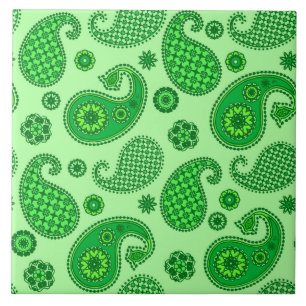 Paisley Pattern, Limoen and Emerald Green Tegeltje