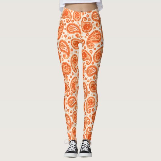 Paisley Pattern oranje elegante yogabroek Leggings (Voorkant)
