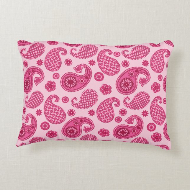 Paisley Pattern, Pastel Coral Pink and Fuchsia Accent Kussen (Achterkant)