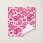 Paisley Pattern, Pastel Coral Pink and Fuchsia Bad Handdoek (Wasdoekje)