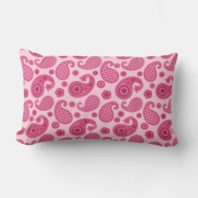 Paisley Pattern, Pastel Coral Pink and Fuchsia Kussen (Voorkant)
