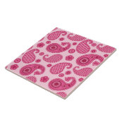 Paisley Pattern, Pastel Coral Pink and Fuchsia Tegeltje (Zijkant)