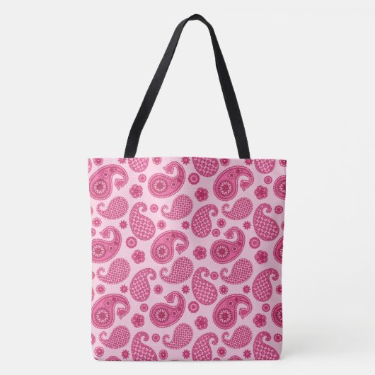 Paisley Pattern, Pastel Coral Pink and Fuchsia Tote Bag (Voorkant)