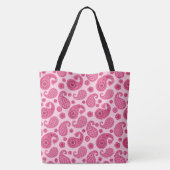 Paisley Pattern, Pastel Coral Pink and Fuchsia Tote Bag (Achterkant)