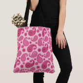 Paisley Pattern, Pastel Coral Pink and Fuchsia Tote Bag (Dichtbij)