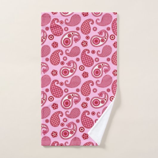 Paisley Pattern, Peppermint Pink and White Bad Handdoek (Handdoek)