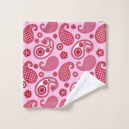 Paisley Pattern, Peppermint Pink and White Bad Handdoek (Wasdoekje)