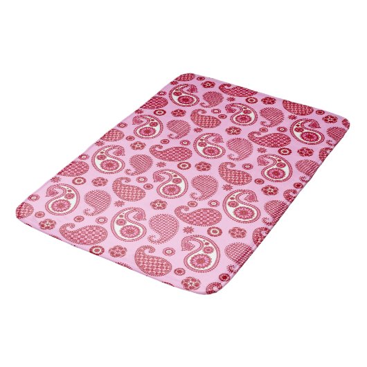 Paisley Pattern, Peppermint Pink and White Badmat (Gekanteld)
