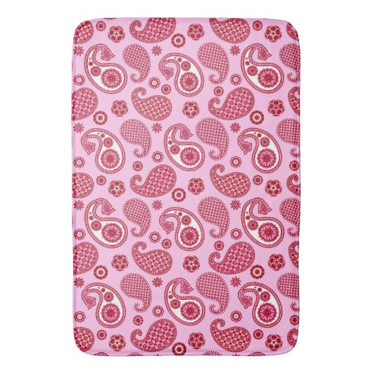 Paisley Pattern, Peppermint Pink and White Badmat (Voorkant Verticaal)
