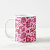 Paisley Pattern, Peppermint Pink and White Koffiemok (Links)
