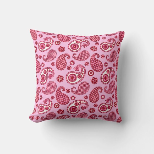 Paisley Pattern, Peppermint Pink and White Kussen (Voorkant)